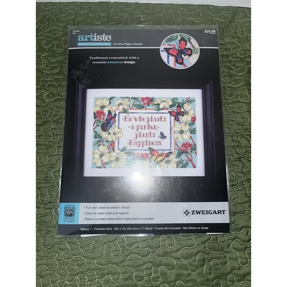 Artiste He Who Plants a Garden‎ Cross Stitch Kit Needle Art Botanical Design New